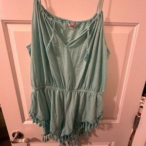 Victoria's Secret Teal Fringe Hem Romper size L